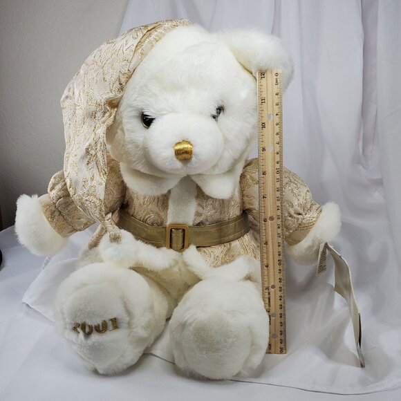 2001 Keepsake Memories Bear White with Gold Outfit Limited Edition 18" Tall NOS - Picture 8 of 11